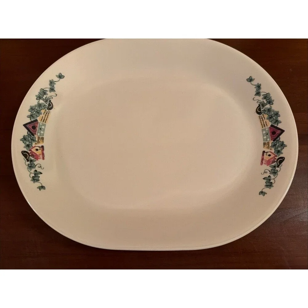 Corelle Garden Home 12 In Platter Birdhouses Serving Plate. Good Pre Owned Cond!